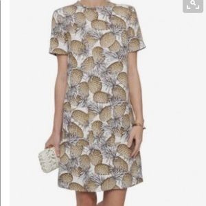 LYN DEVON AUDREY PINEAPPLE PRINT SHIFT DRESS
